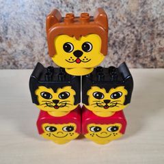 Vintage Lego duplo large heads faces cat dog woman x 5