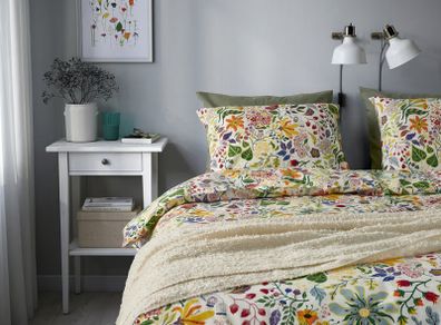 STRANDLUMMER Duvet cover and 2 pillowcases, multicolour/floral pattern