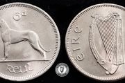 [#2407] - Ireland 1964 | Irish 6p | 6 Pence | Wolfhound | KM.13a | MS