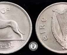 [#2407] - Ireland 1964 | Irish 6p | 6 Pence | Wolfhound | KM.13a | MS