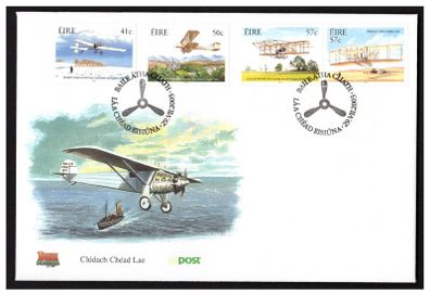 2003 Ireland Centenary of Powered Flight (41c Irish monoplane, 50c Vickers, 57c Wright Flyer & 57c Lilian Bland) Commemorative Stamps An Post First Day Cover (FDC)