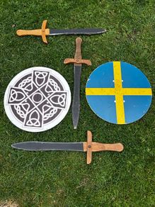 Handcrafted wooden swords & shields