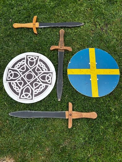 Handcrafted wooden swords & shields