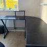 Black L-Shaped Corner Desk with Monitor Shelf Image 4
