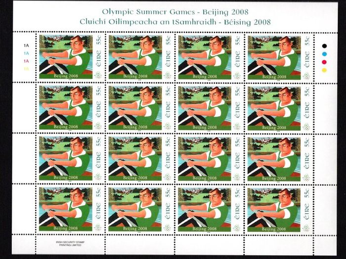 2008 Ireland Beijing Olympic Games Commemorative Stamp Sheetlet Plate 1A1A1A1A Mint Never Hinged (MNH)