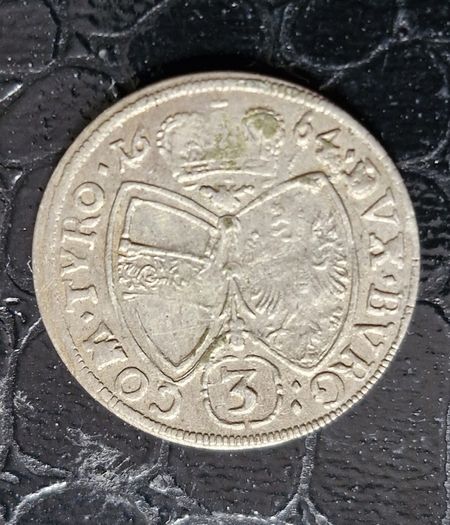 1664 Sigismund Francis Archduke of Further Austria at the hall of Tyrol silver coin
