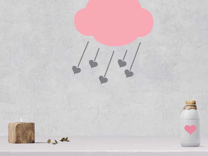 Cloud Wall Decal, Cloud Wall Art  Heart Wall Decal, Heart Drop, Wall Art Decal, Large Cloud Decal, Cloud Sticker, Nursery Wall Decal, Child's Room Wall Decal