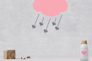 Cloud Wall Decal, Cloud Wall Art  Heart Wall Decal, Heart Drop, Wall Art Decal, Large Cloud Decal, Cloud Sticker, Nursery Wall Decal, Child's Room Wall Decal
