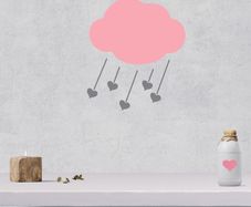Cloud Wall Decal, Cloud Wall Art  Heart Wall Decal, Heart Drop, Wall Art Decal, Large Cloud Decal, Cloud Sticker, Nursery Wall Decal, Child's Room Wall Decal