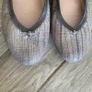 Hispanitas Textured Leather Ballet Flats - Grey / Taupe Shimmer Image 4