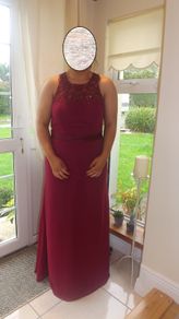Beautiful burgundy long debs dress or bridesmaids dress.