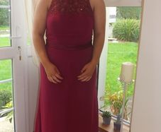 Beautiful burgundy long debs dress or bridesmaids dress.