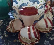 Aynsley Coffee Cups& Saucers + Coffeepot