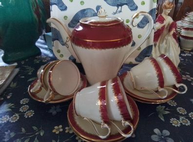 Aynsley Coffee Cups& Saucers + Coffeepot