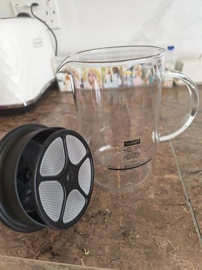 Egg boiler + glass french press coffee pot/milk frother
