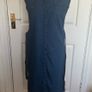Knee-length blue denim dress Image 2