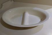 Rayware Divided Oval Dish / 2 Section Dish / Cream Ceramic Serving Dish / Bowl