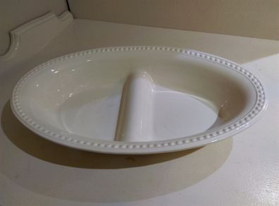 Rayware Divided Oval Dish / 2 Section Dish / Cream Ceramic Serving Dish / Bowl
