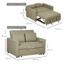 Loveseat Sofa Bed, Convertible Bed Settee with 2 Cushions, Side Pockets for Living Room, Light Brown Image 2