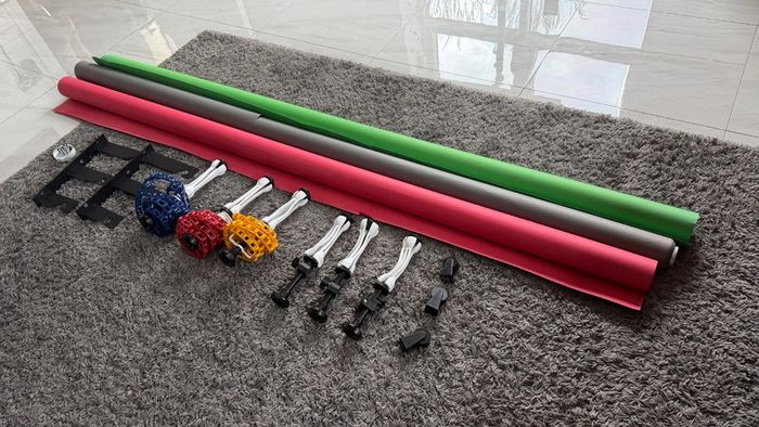 Complete 3-Roll Wall-Mounted Studio Backdrop System + 3 Colorama Papers