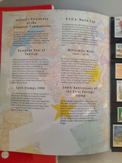 1990 issued Irish Special and Commerative Stamp Collection
