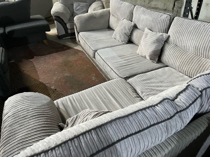 Corduroy corner sofa set with chair