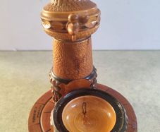 storage water well souvenirs of carved wood marked templo tibidabo from Spain