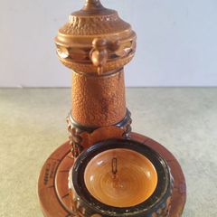 storage water well souvenirs of carved wood marked templo tibidabo from Spain