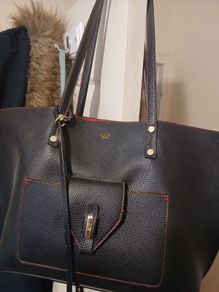 black leather tote bag