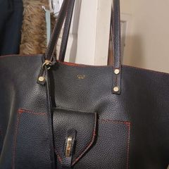 black leather tote bag
