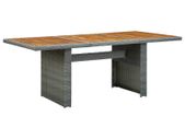 Garden Table Light Grey Poly Rattan and Solid Acacia Wood