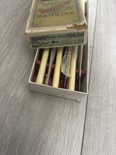 Joseph Rodgers & Sons Sheffield Vintage Boxed Set 6 Stainless Dessert Knives Original Box