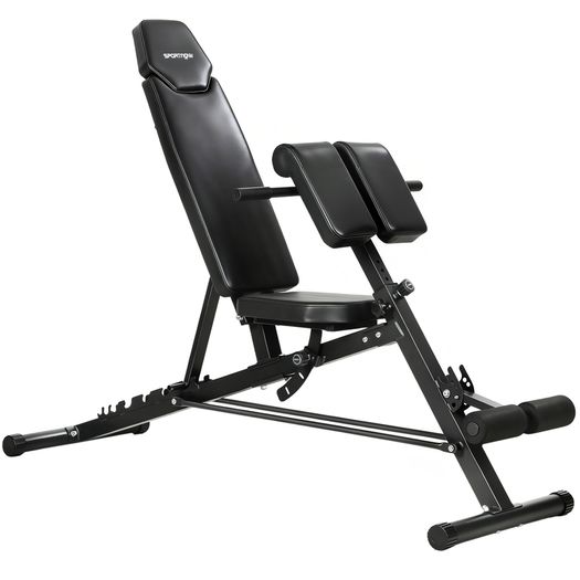 Multifunctional weight bench, adjustable incline and flat bench with 6-position backrest, 3-position seat, black
