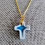 Ceramic glazed cross pendant on a gold coloured chain with a lobster clasp closure in excellent condition with no issues FREE STANDARD POSTAGE INCLUDED Image 2