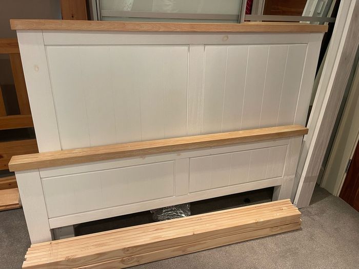 Beautiful Solid Cream/White 5Ft Wooden King Size Bed Frame - Can Deliver