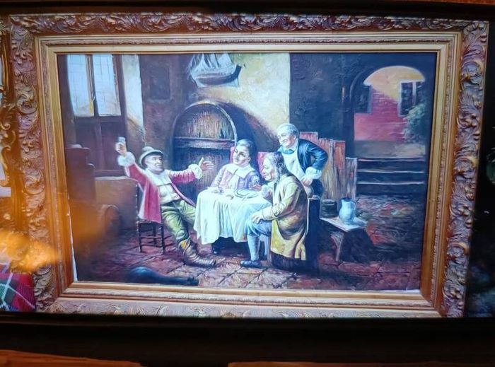 Tavern Scene  - Antique Frame Reproduction Print