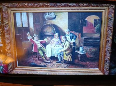 Tavern Scene  - Antique Frame Reproduction Print