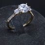 9ct Gold Three Stone Statement Ring Size 56 Image 2