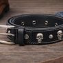 Unisex Black Skull Studded Leather Belt Punk Gothic Rock Leather Belt with Metal Skull & Rivets for Men Women Image 10