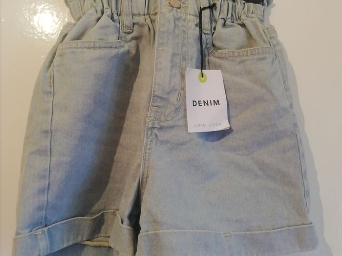New Look Womens Denim Shorts UK6 EU34 Paperbag High Waist Light Blue BNWT CAN POST