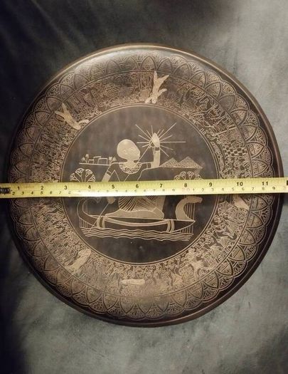 2 Vintage Egyptian Brass Wall Plates