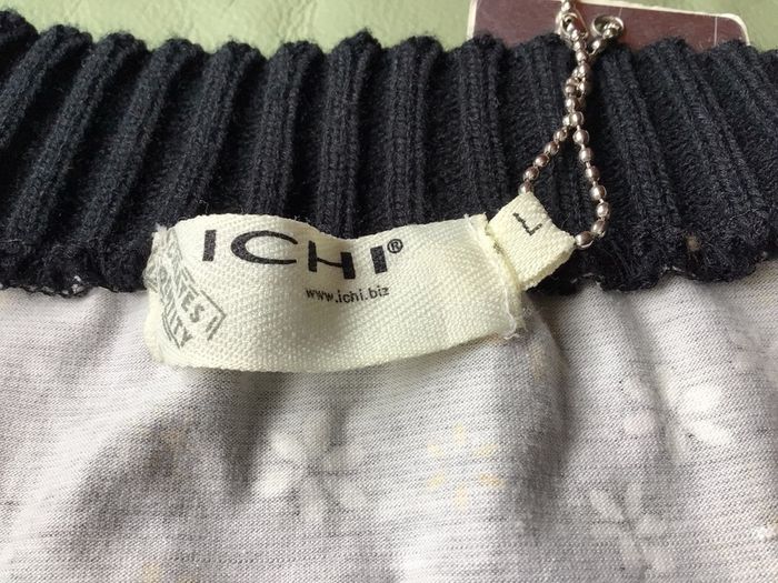 ICHI BNWTS black & grey floral long sleeve t shirt style top size L Uk 12 price includes postage