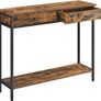 Console Table, Hallway Table, Side Table, Sofa Table with 2 Drawers, Steel Frame, Hallway, Living Room, Industrial Design, Vintage Brown/Black Image 2