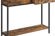Console Table, Hallway Table, Side Table, Sofa Table with 2 Drawers, Steel Frame, Hallway, Living Room, Industrial Design, Vintage Brown/Black