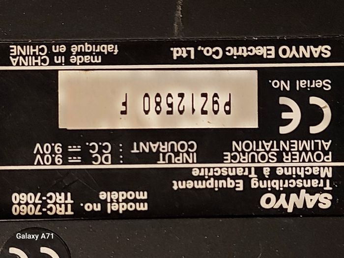 Vintage SANYO Transcribing Equipment Model TRC-7060, Mini Cassette, with Foot Pedal and Power Supply in excellent condition