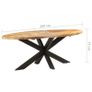 Dining Table Oval 200x100x75 cm Rough Mango Wood Image 6