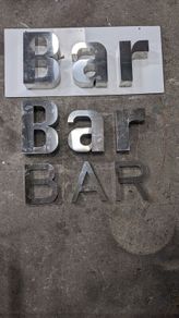 3 staniless steel ''bar'' signs