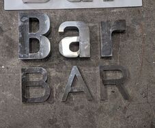 3 staniless steel ''bar'' signs