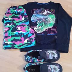 Next Gaming Pyjamas Age 10 yrs & Matching Slippers Uk 3