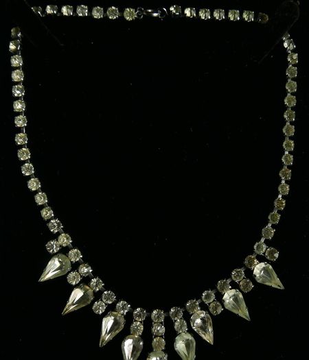 Vintage  Silver Tone Austrian Crystal Diamante Necklace Choker